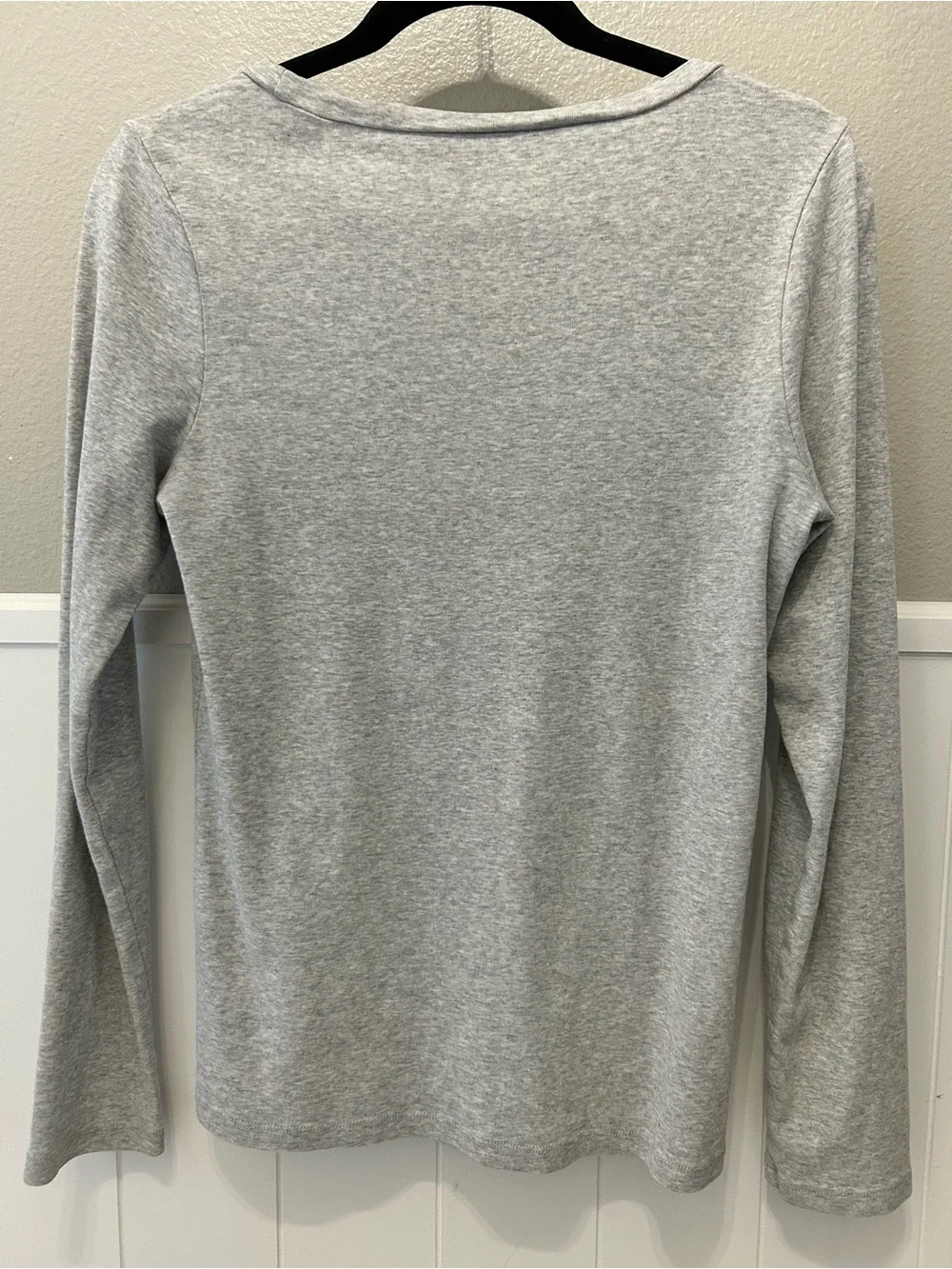 100% Cotton J.Crew Perfect Fit Long Sleeve Staple Crewneck T-shirt Heather Grey